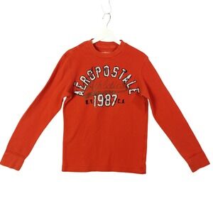 Aeropostale Y2K Thermal Top Logo Long Sleeve Athletic Graphic Burnt Orange Men M